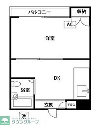 プラザドゥオスカー 1階1DKの間取り