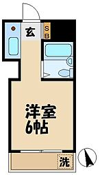 スカイコート千歳烏山・2 ワンルームの間取図画像