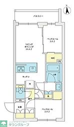 世田谷区赤堤2丁目マンション 2LDKの間取図画像