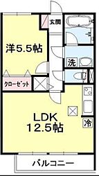 コモレビ大蔵E 1LDKの間取図画像
