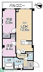 世田谷区船橋2丁目マンション 2LDKの間取図画像
