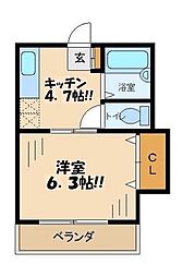 アメニティ粕谷 1Kの間取図画像