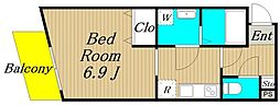 エスポワール喜多見 1Kの間取図画像