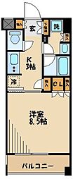 日神デュオステージ経堂 1Kの間取図画像