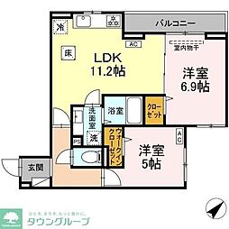D Paina 菅A 2LDKの間取図画像