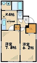 リビオン 2Kの間取図画像