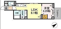 ルリアン船橋 1LDKの間取図画像