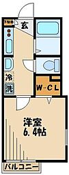 アンソレイユ世田谷 1Kの間取図画像