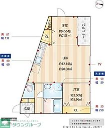 新桜町テラス 2LDKの間取図画像