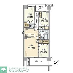プラウドシティ仙川 3LDKの間取図画像