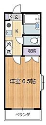クオーレ 1Kの間取図画像