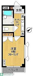 エスカレント1 1Kの間取図画像