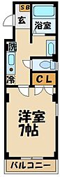フォンティーン24 1Kの間取図画像
