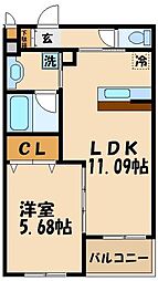 ピアッツァ経堂 1LDKの間取図画像