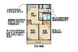 クレストコート上祖師谷 2DKの間取図画像