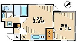 チェスナッツヒルズ2 1LDKの間取図画像