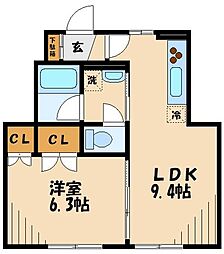 ウイング成城 1LDKの間取図画像