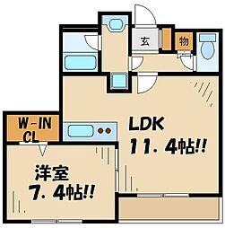 ディクオーレ仙川 1LDKの間取図画像