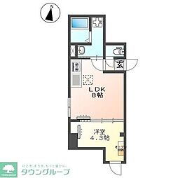 国分寺市新築マンション 1階1LDKの間取り