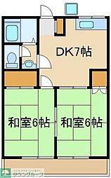 すずらんハイツ 2DKの間取図画像