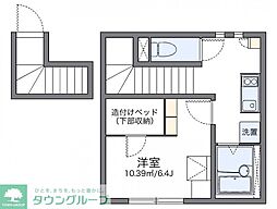 京王線 多磨霊園駅 徒歩6分の賃貸アパート 2階1Kの間取り