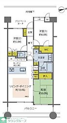JR中央線 立川駅 徒歩7分の賃貸マンション 2階3LDKの間取り
