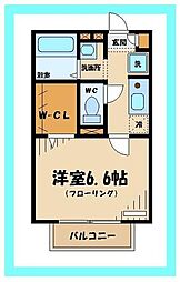 京王線 武蔵野台駅 徒歩17分の賃貸アパート 2階1Kの間取り
