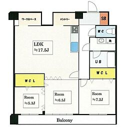 小金井本町ビル 3LDKの間取図画像
