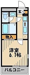 レオネクストNISHIGAI3 1Kの間取図画像