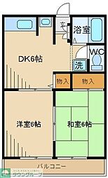 シティハイムメゾンアムール1 2DKの間取図画像