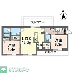 エクラシエ 2LDKの間取図画像