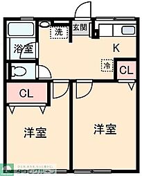 シティハイムルミエール 2Kの間取図画像