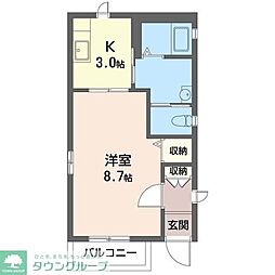 ラフィネ国立 1Kの間取図画像
