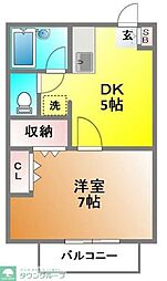 グランデュール武蔵野A 1DKの間取図画像