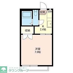 ニューエステート 1Kの間取図画像