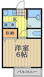 クレスト東小金井 1Kの間取図画像