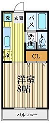 ジュネス・2 1Kの間取図画像