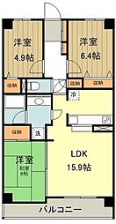 メゾンドール萩 3LDKの間取図画像