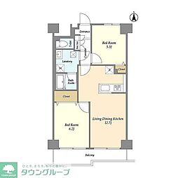ロイヤルキャステージ恋ケ窪 2LDKの間取図画像