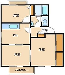 パークサイド・ディアス1 3DKの間取図画像