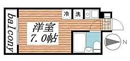 タッシ国立 ワンルームの間取図画像