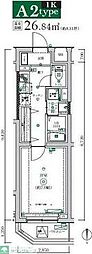 MAXIV東府中DUE 1Kの間取図画像