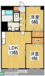 サン・グリーンハイツ 2LDKの間取図画像