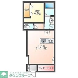 アルデュール ロゼ (Ardeur Rose) 1LDKの間取図画像