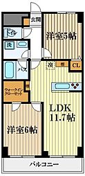 ロイヤルキャステージ恋ケ窪 2LDKの間取図画像