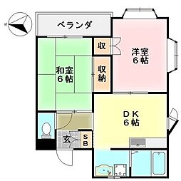 ドミールシャルマン 2DKの間取図画像