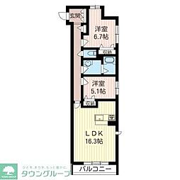 MAISONPARKLANES 2LDKの間取図画像