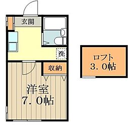 ハッピーパレス武蔵小金井 1Kの間取図画像