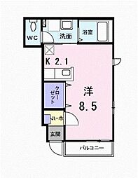 ローズガーデン 1Kの間取図画像