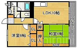 弥生舘 2LDKの間取図画像